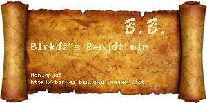Birkás Benjámin névjegykártya